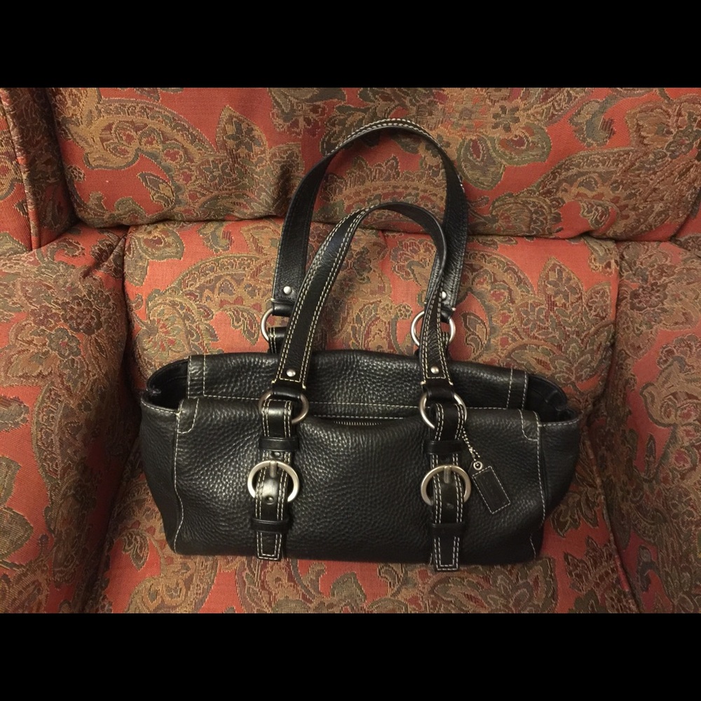 Coach large Chelsea black leather shoulder bag
